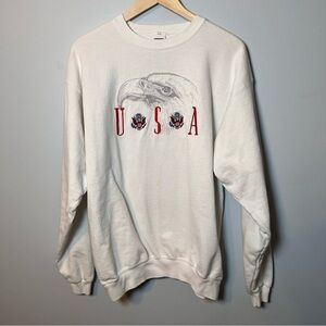 Vintage USA Eagle Crewneck Sweatshirt Men’s L Embroidered Cotton Deluxe Fleece